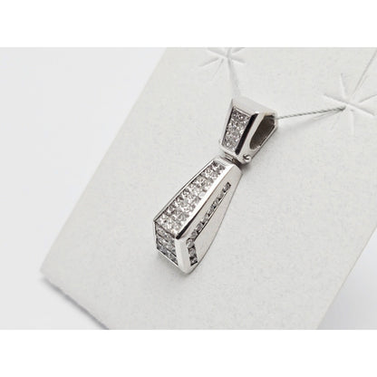 18K White Gold Princess Cut Invisible Setting Diamond Charm Pendant