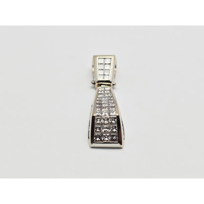 18K White Gold Princess Cut Invisible Setting Diamond Charm Pendant