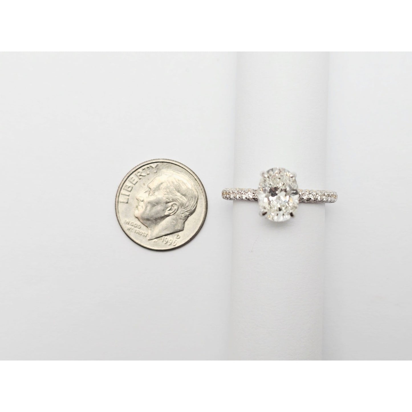 1.70ct Natural Oval Cut Solitaire Diamond Engagement 14K White Gold Ring