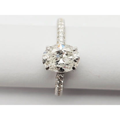 1.70ct Natural Oval Cut Solitaire Diamond Engagement 14K White Gold Ring