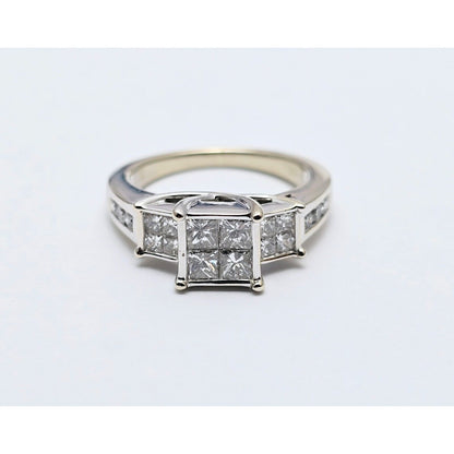 14K White Gold 1ct Princess Cut Diamond Engagement Ring