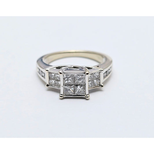 14K White Gold 1ct Princess Cut Diamond Engagement Ring