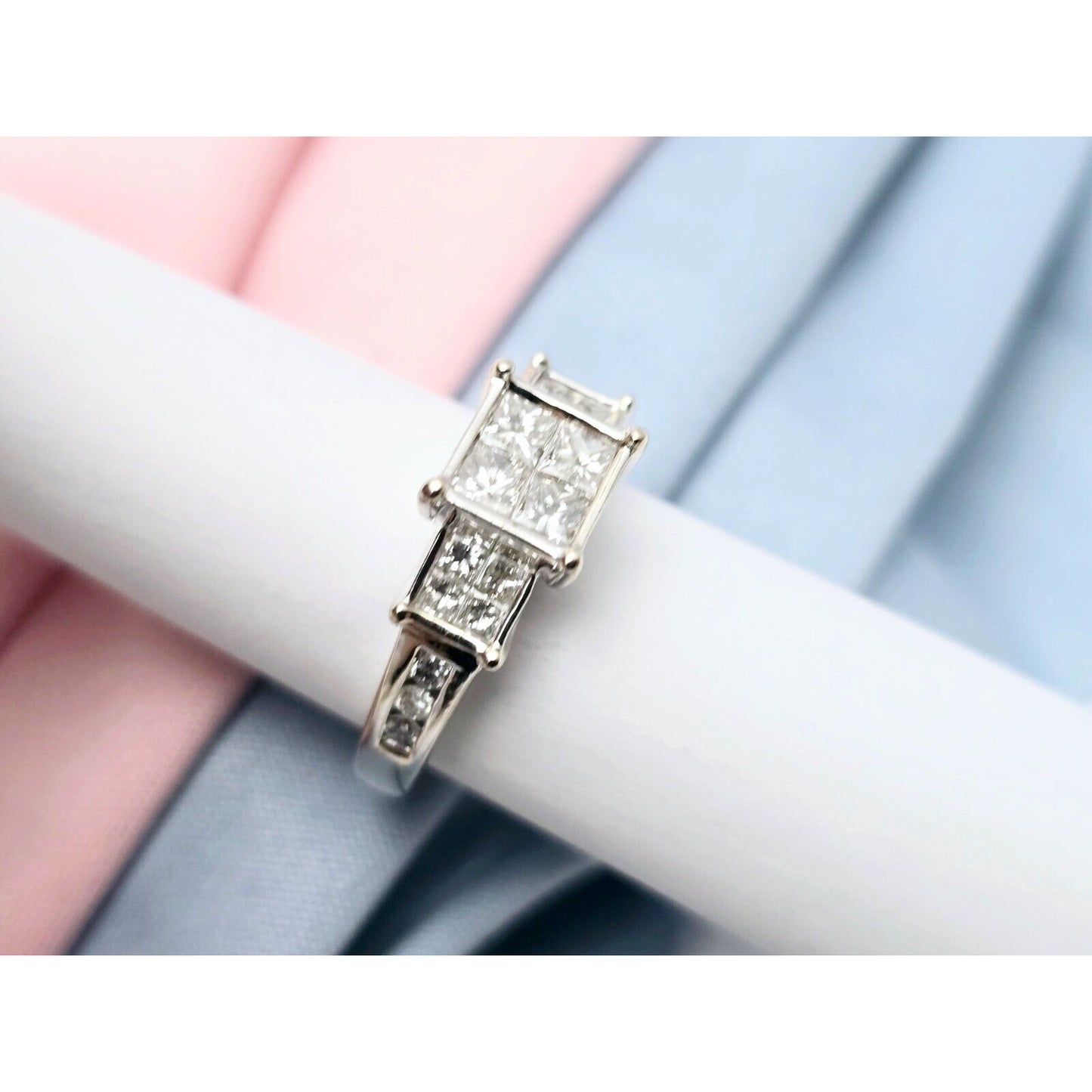 14K White Gold 1ct Princess Cut Diamond Engagement Ring