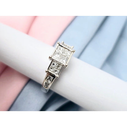 14K White Gold 1ct Princess Cut Diamond Engagement Ring