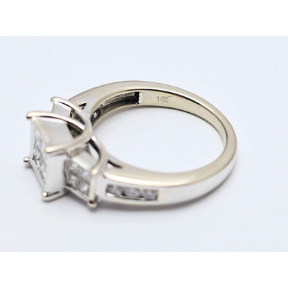 14K White Gold 1ct Princess Cut Diamond Engagement Ring