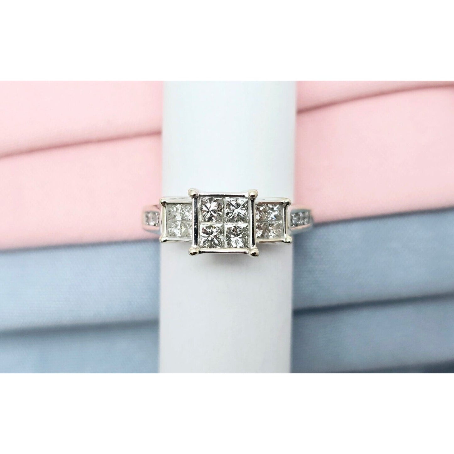 14K White Gold 1ct Princess Cut Diamond Engagement Ring