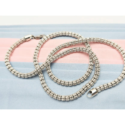 10K White Gold Diamond Cut Ice Link Chain Necklace