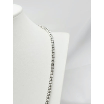 10K White Gold Diamond Cut Ice Link Chain Necklace