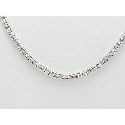 10K White Gold Diamond Cut Ice Link Chain Necklace