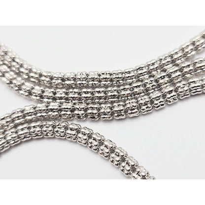 10K White Gold Diamond Cut Ice Link Chain Necklace