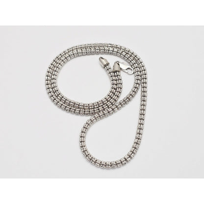 10K White Gold Diamond Cut Ice Link Chain Necklace