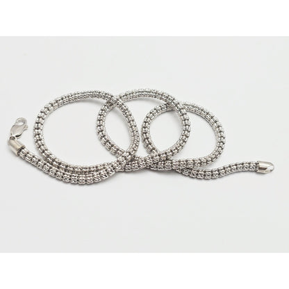 10K White Gold Diamond Cut Ice Link Chain Necklace