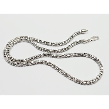 10K White Gold Diamond Cut Ice Link Chain Necklace