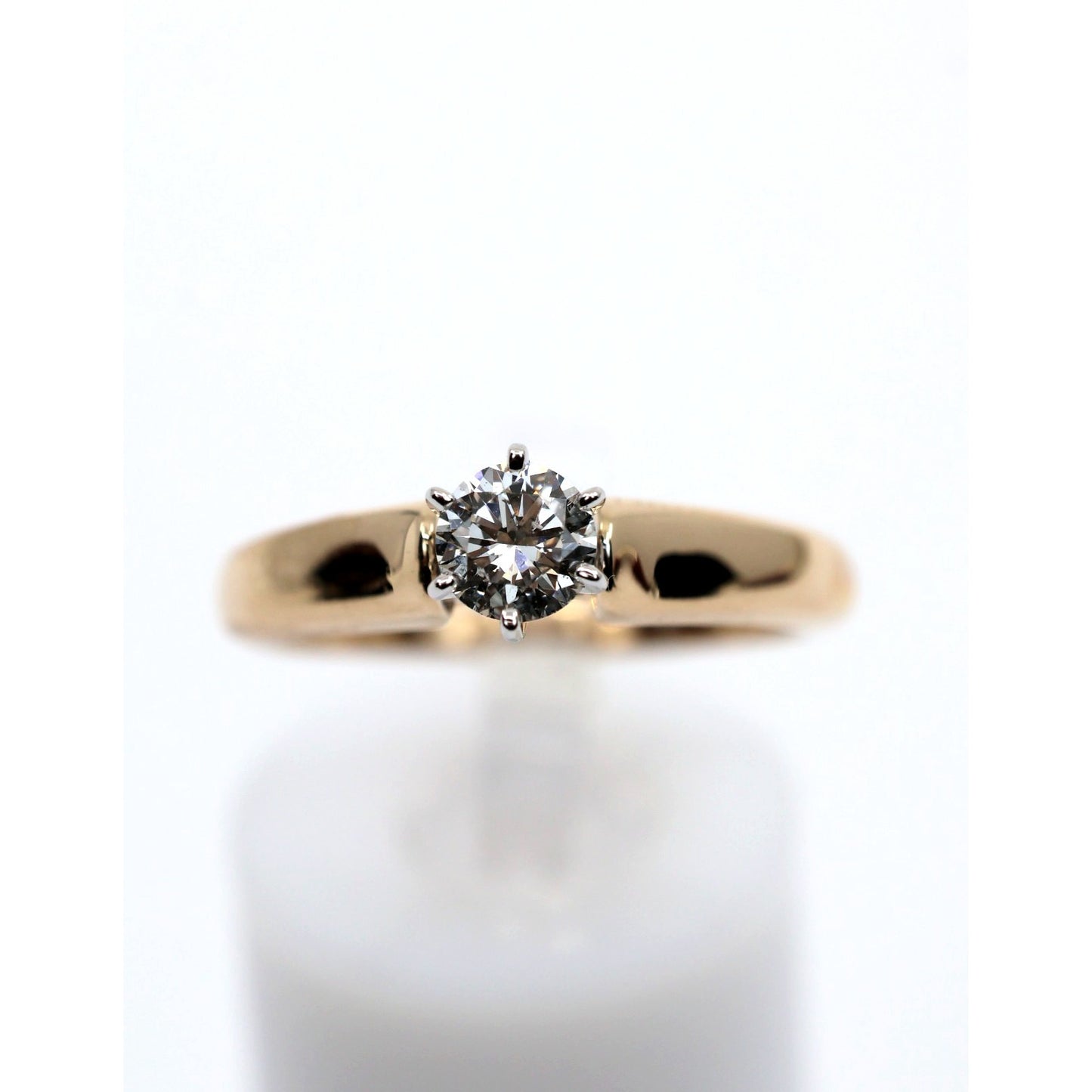 14K Yellow Gold GHI Solitaire Diamond Wedding Ring