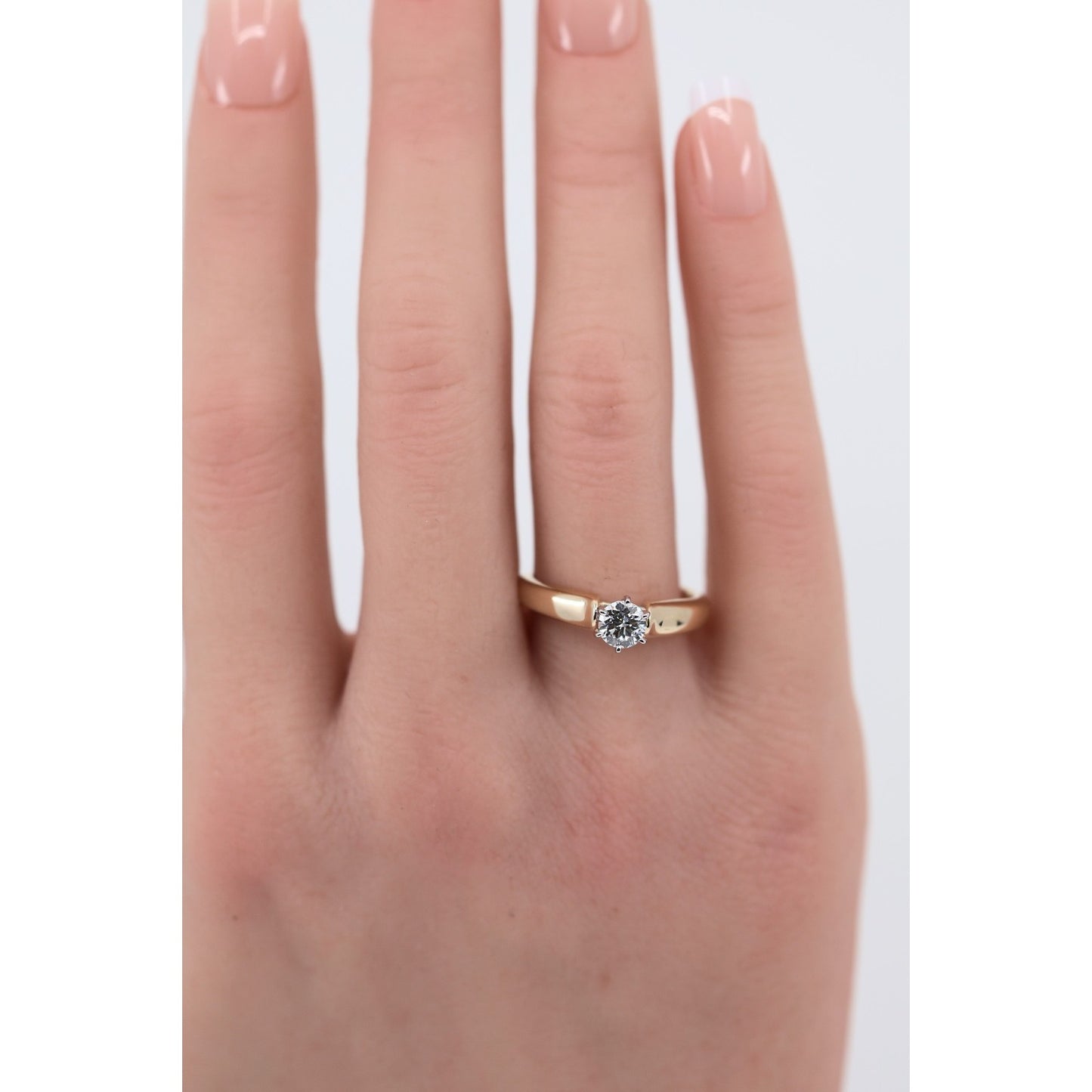 14K Yellow Gold GHI Solitaire Diamond Wedding Ring