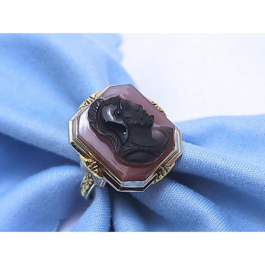 Antique Vintage 14K Two Tone Gold Cameo Ring