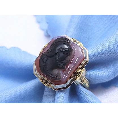 Antique Vintage 14K Two Tone Gold Cameo Ring