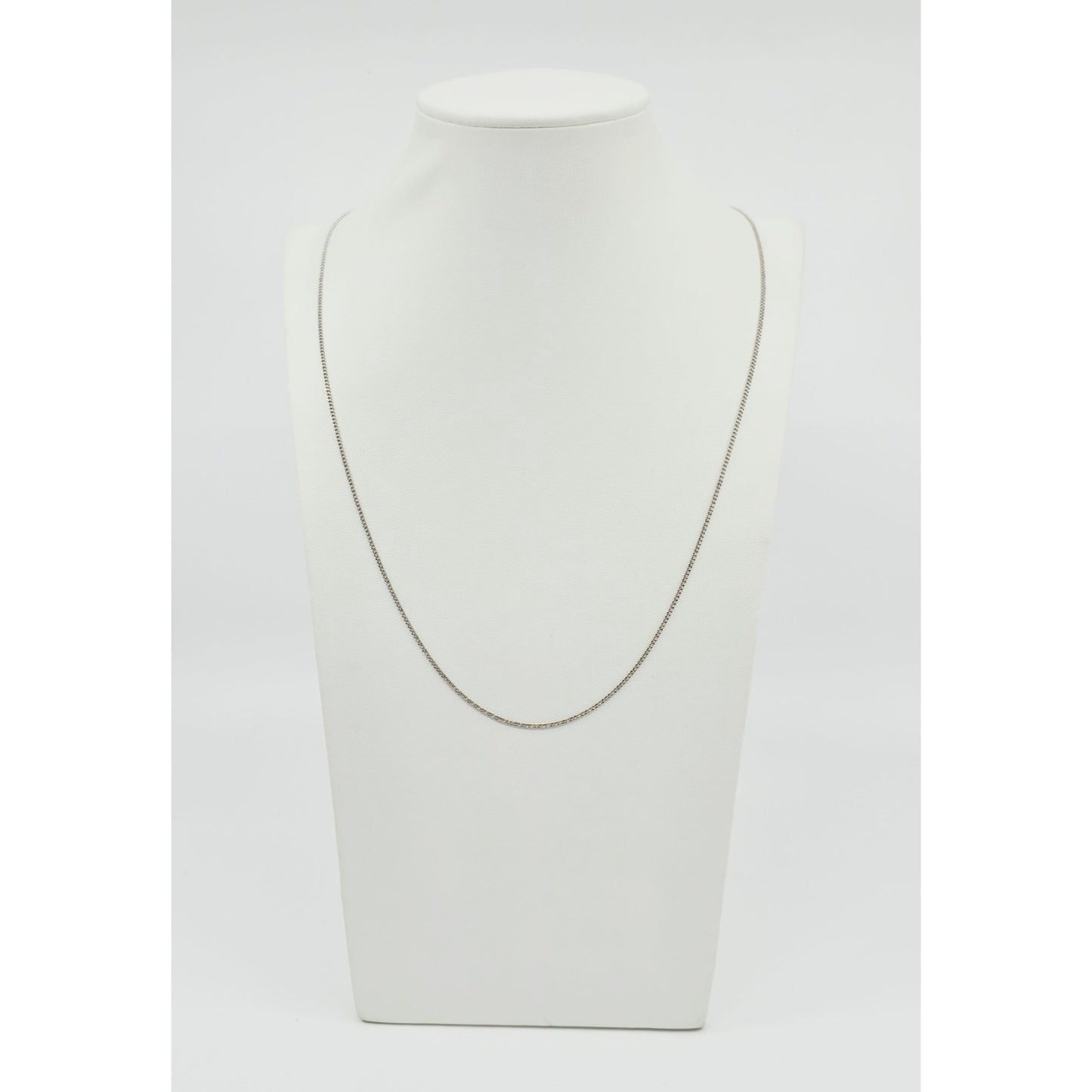 Thin 14K White Gold Cuban Link Chain Necklace