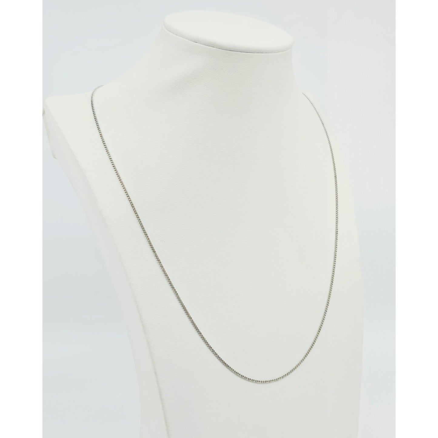 Thin 14K White Gold Cuban Link Chain Necklace