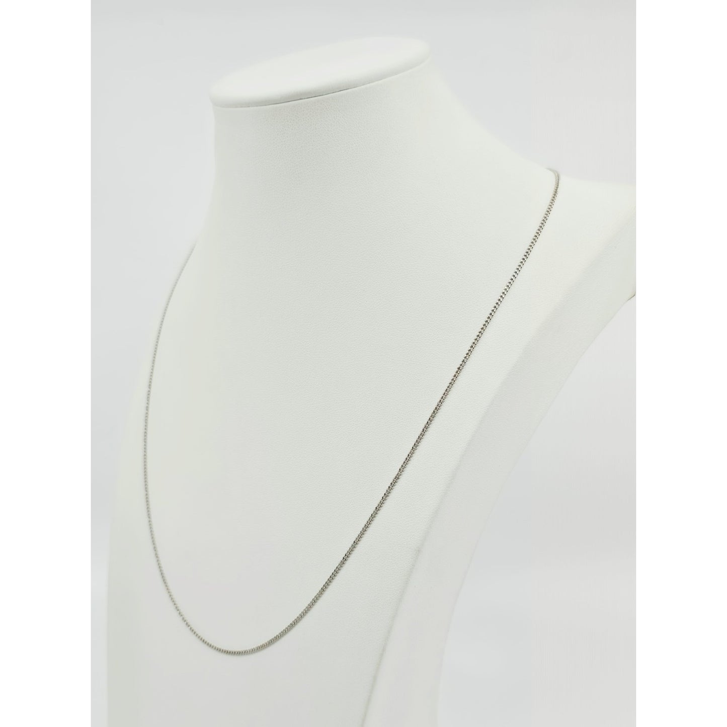 Thin 14K White Gold Cuban Link Chain Necklace