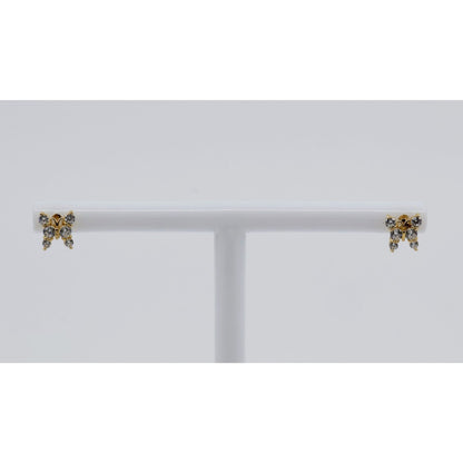 14K Yellow Gold Butterfly Screw back Baby Stud CZ Earrings