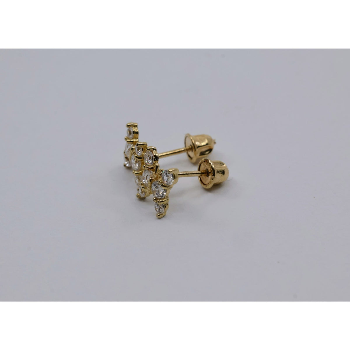 14K Yellow Gold Butterfly Screw back Baby Stud CZ Earrings
