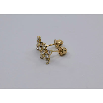 14K Yellow Gold Butterfly Screw back Baby Stud CZ Earrings