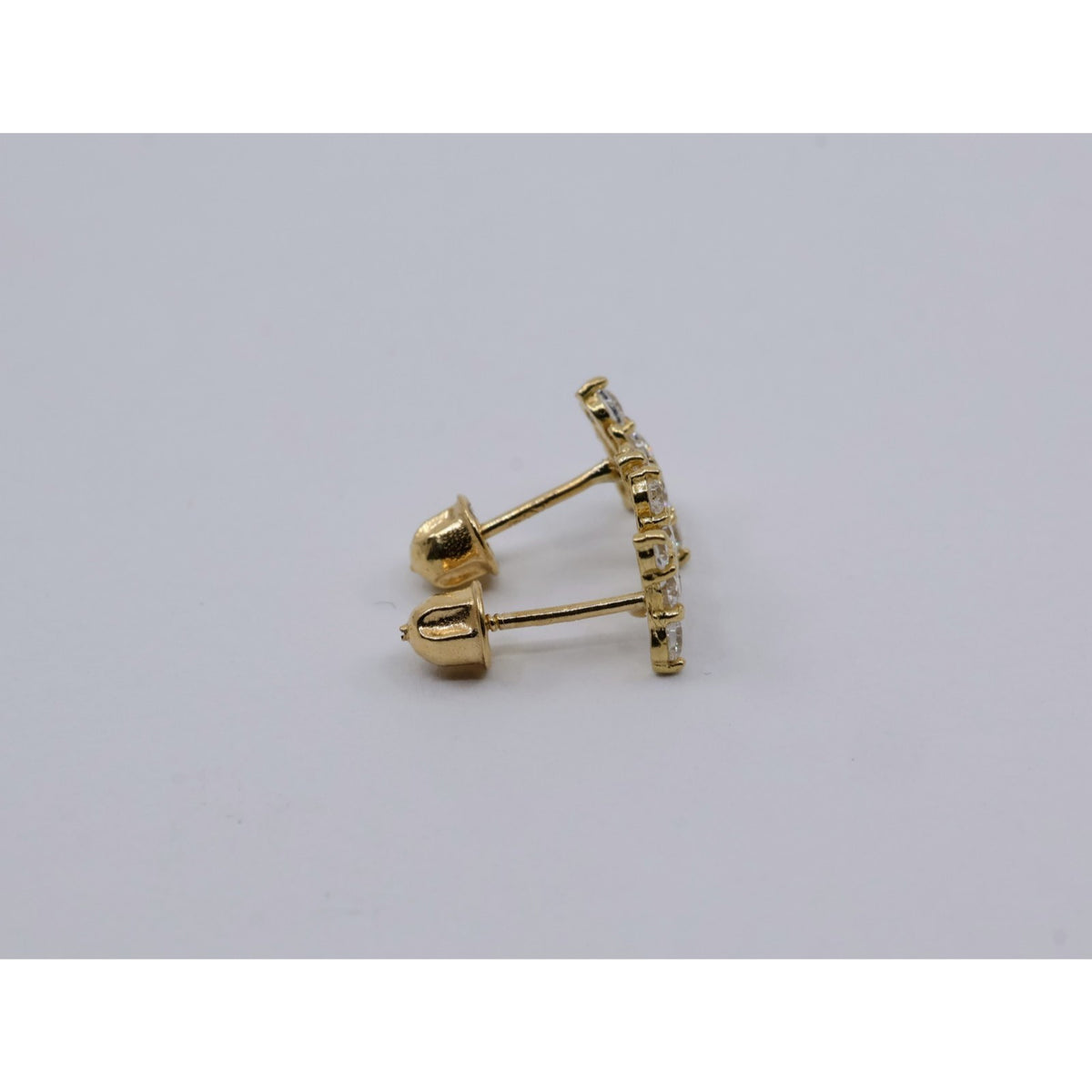 14K Yellow Gold Butterfly Screw back Baby Stud CZ Earrings