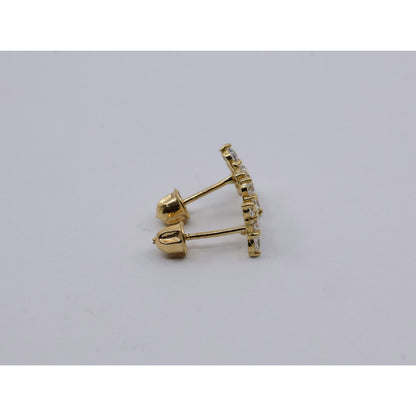 14K Yellow Gold Butterfly Screw back Baby Stud CZ Earrings