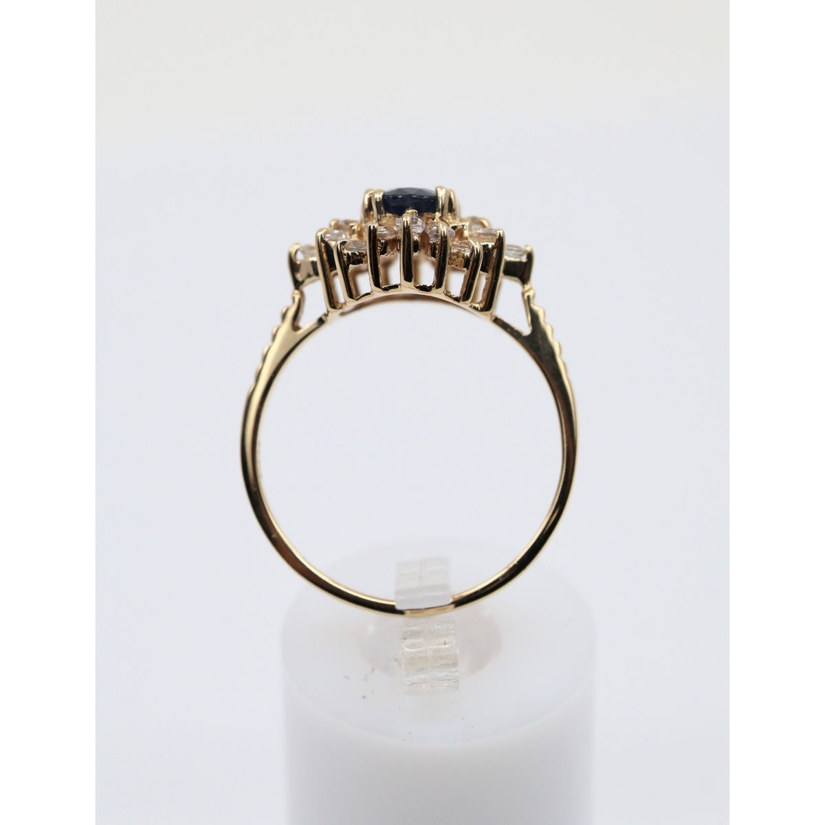 14K Yellow Gold Oval Sapphire & Diamond Ballerina Ring