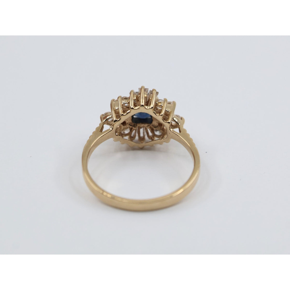 14K Yellow Gold Oval Sapphire & Diamond Ballerina Ring