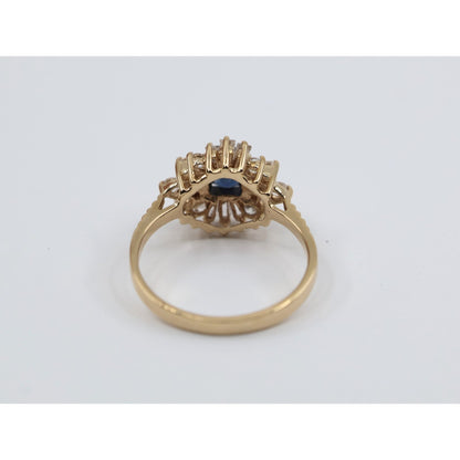 14K Yellow Gold Oval Sapphire & Diamond Ballerina Ring