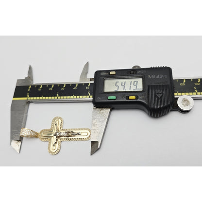 14K Two Tone Gold Jesus on Cross CZ Charm Pendant