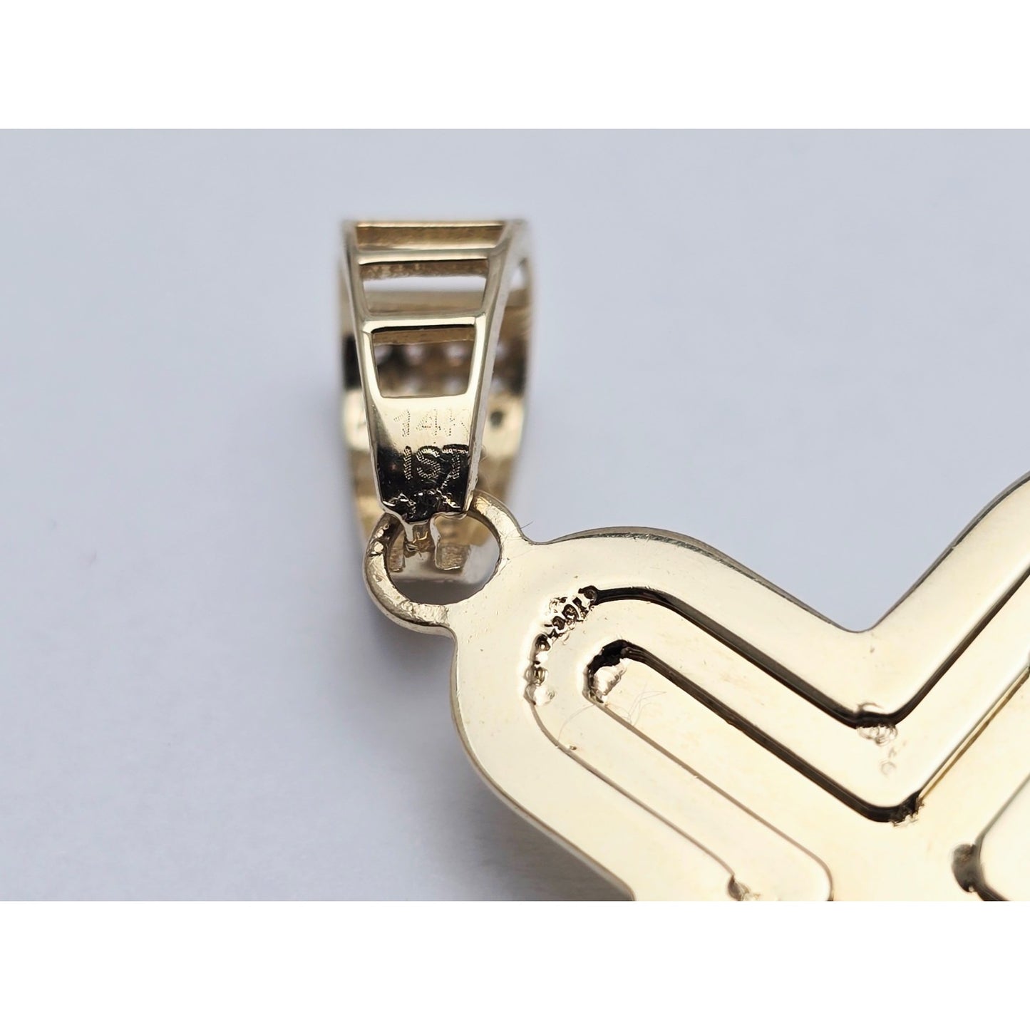 14K Two Tone Gold Jesus on Cross CZ Charm Pendant