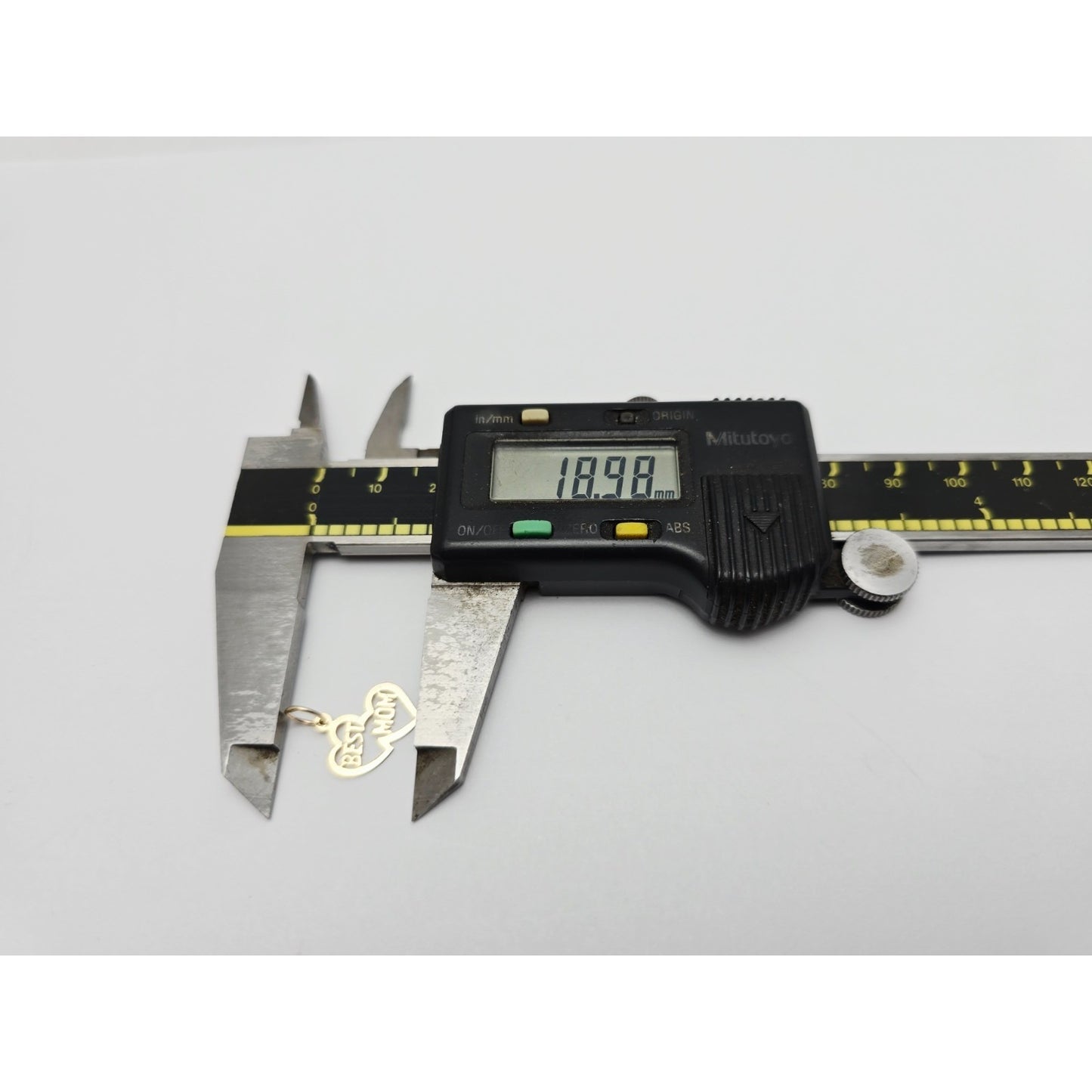 14K Yellow Gold Initial Best Mom Double Heart Charm Pendant