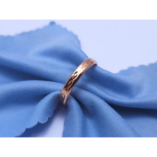 14K Rose Gold Textured Thin Wedding Band Ring