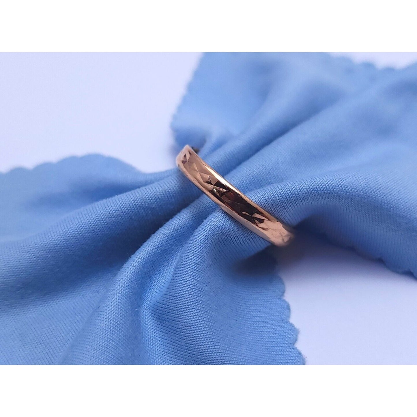 14K Rose Gold Textured Thin Wedding Band Ring