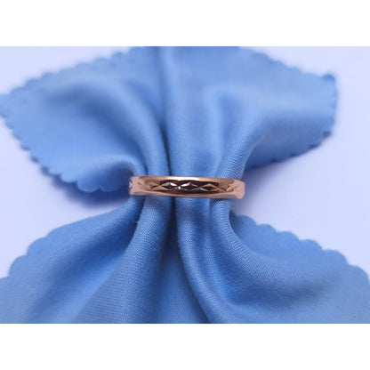 14K Rose Gold Textured Thin Wedding Band Ring