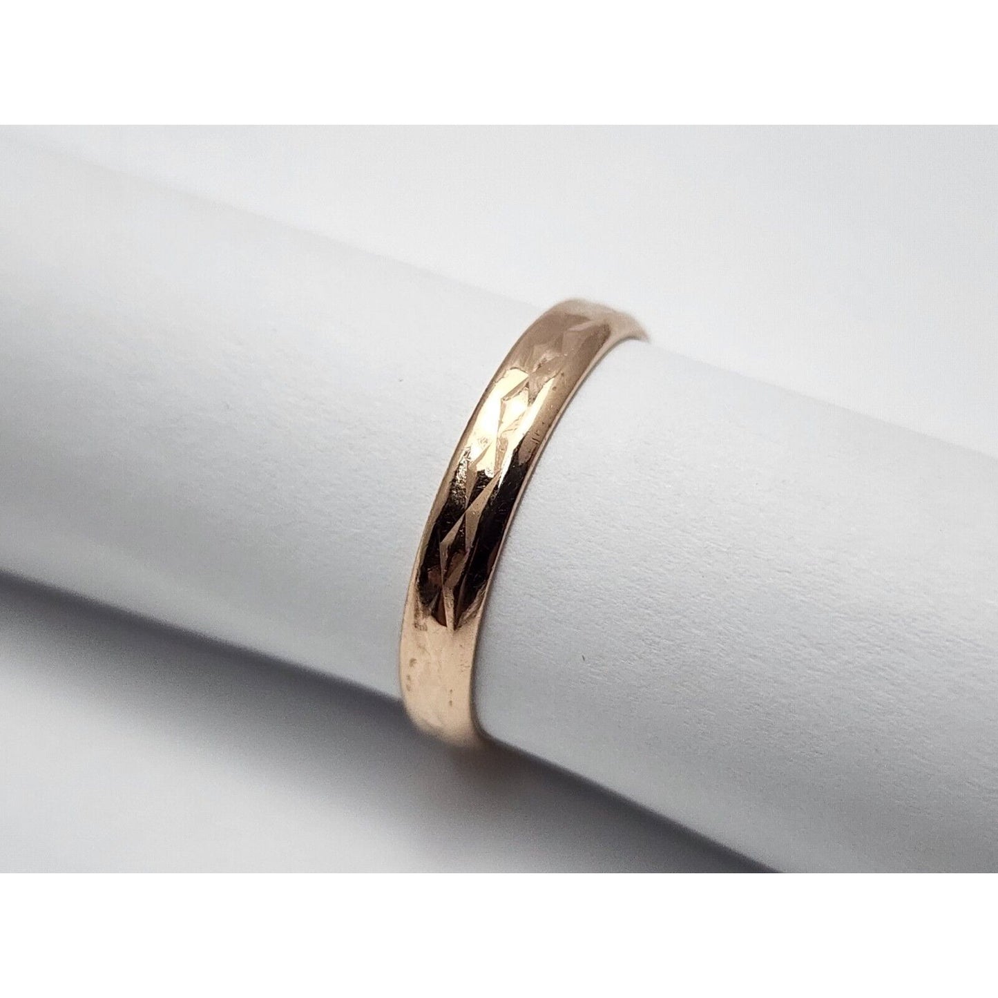 14K Rose Gold Textured Thin Wedding Band Ring