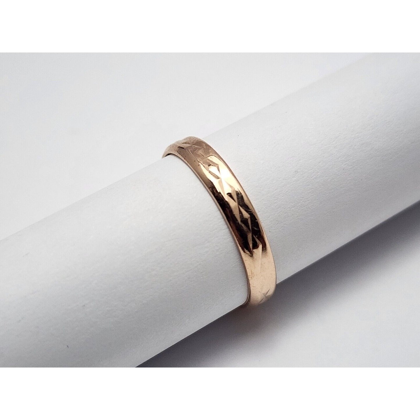 14K Rose Gold Textured Thin Wedding Band Ring