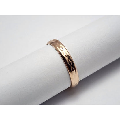 14K Rose Gold Textured Thin Wedding Band Ring