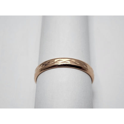 14K Rose Gold Textured Thin Wedding Band Ring