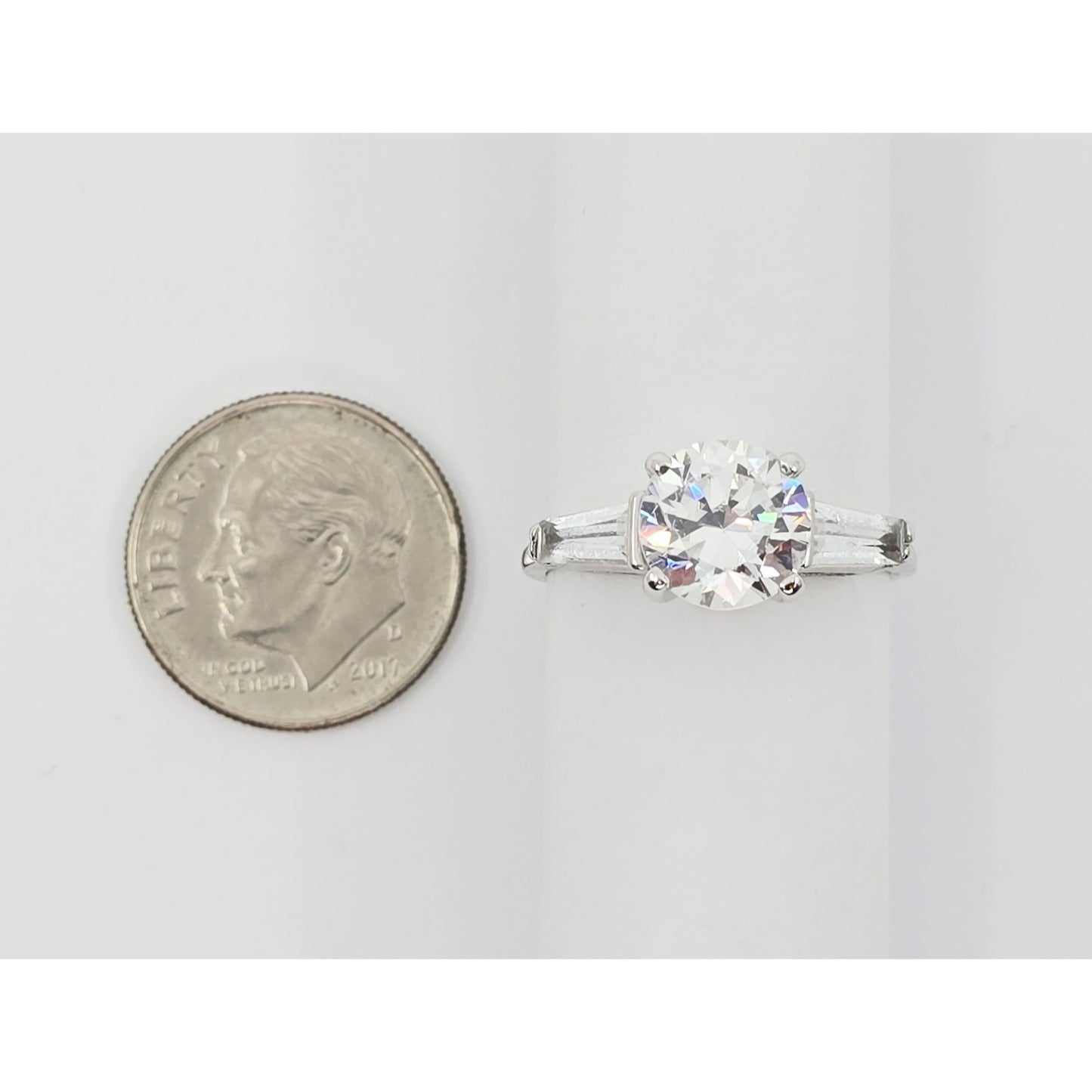 14K White Gold Ladies CZ Engagement Ring