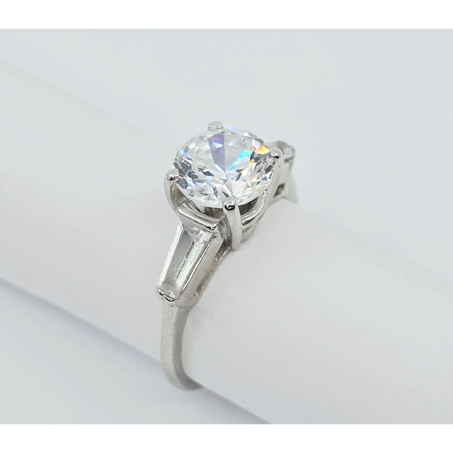 14K White Gold Ladies CZ Engagement Ring