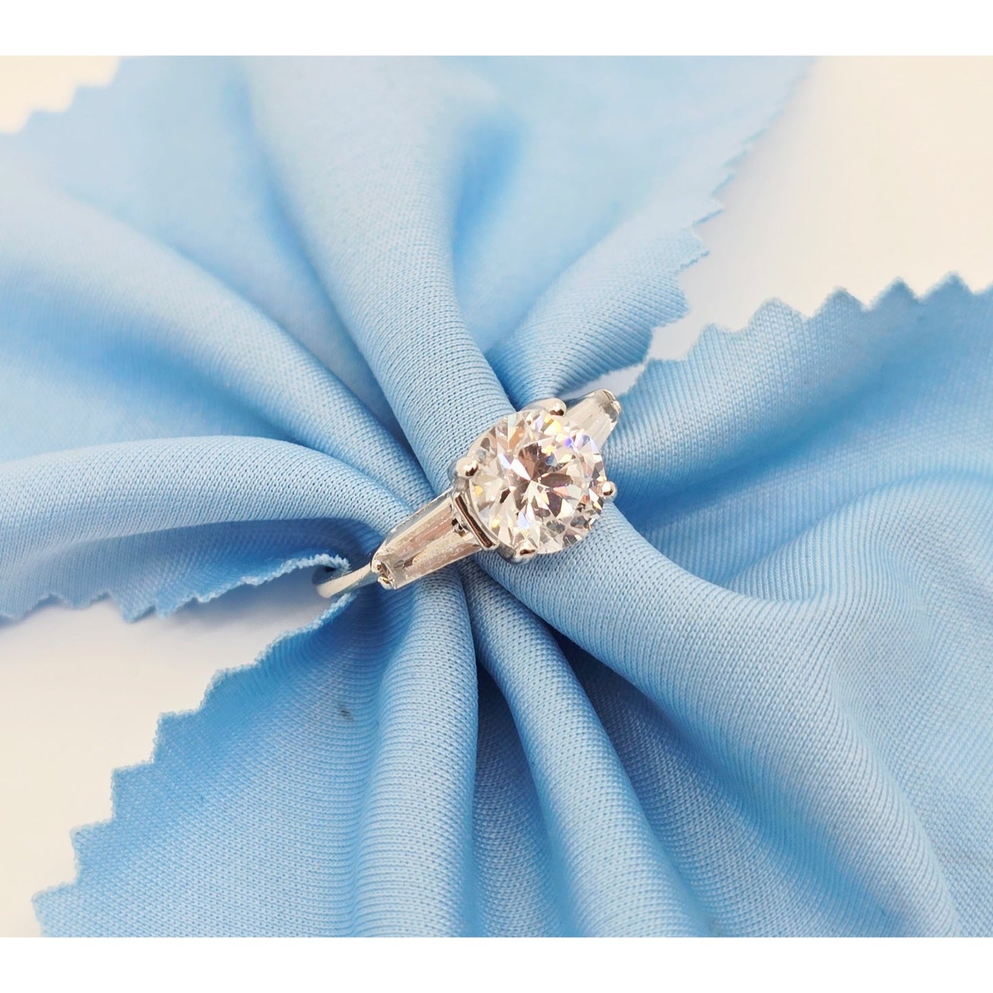 14K White Gold Ladies CZ Engagement Ring