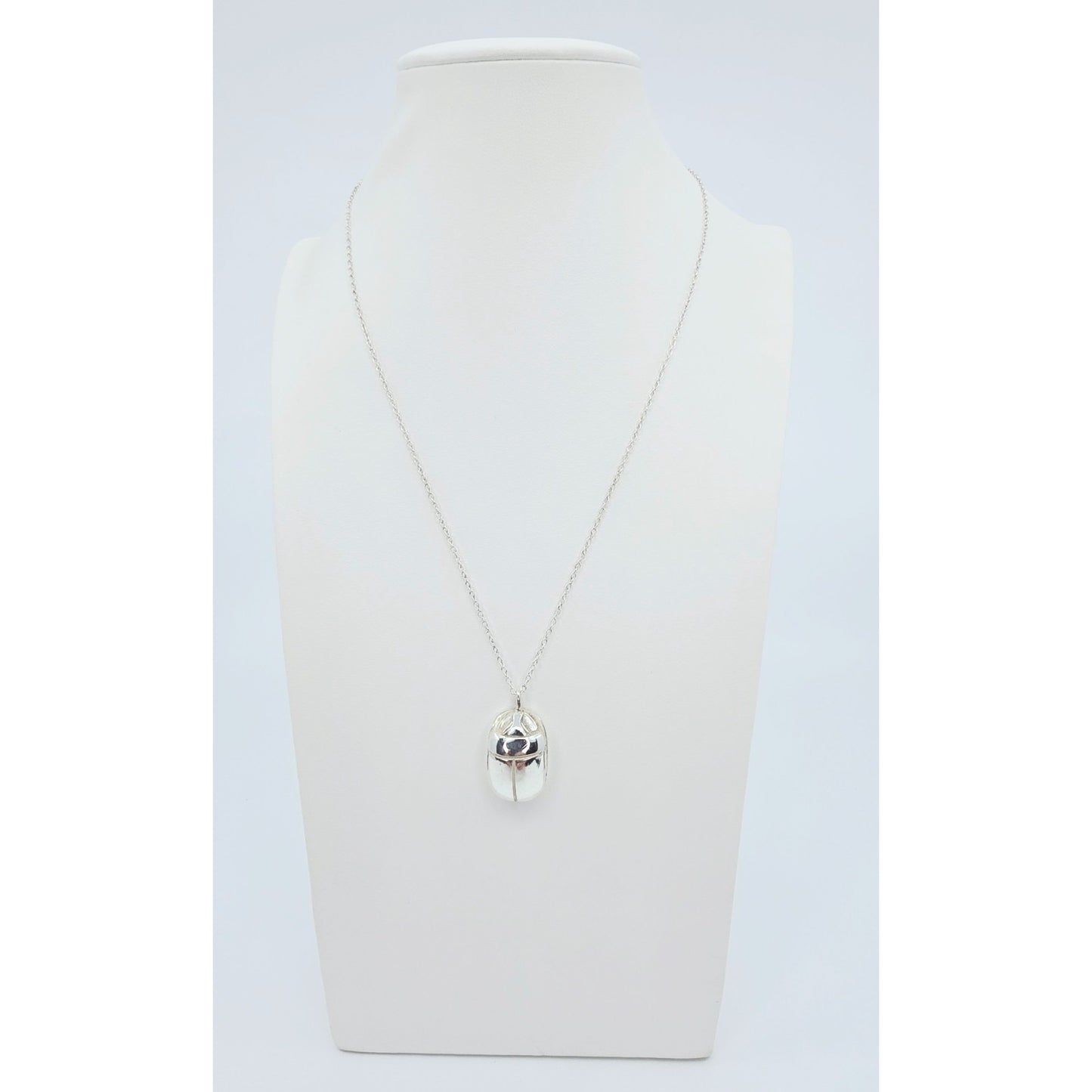 Solid 925 Sterling Silver Egyptian Scarab Cable Link Chain Necklace