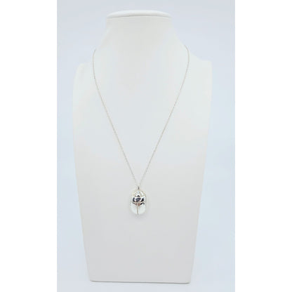 Solid 925 Sterling Silver Egyptian Scarab Cable Link Chain Necklace