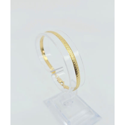 14K Yellow Gold Diamond Cut Flat Herringbone Bracelet