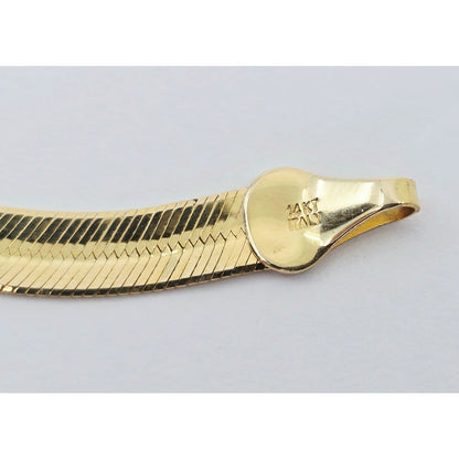 14K Yellow Gold Diamond Cut Flat Herringbone Bracelet