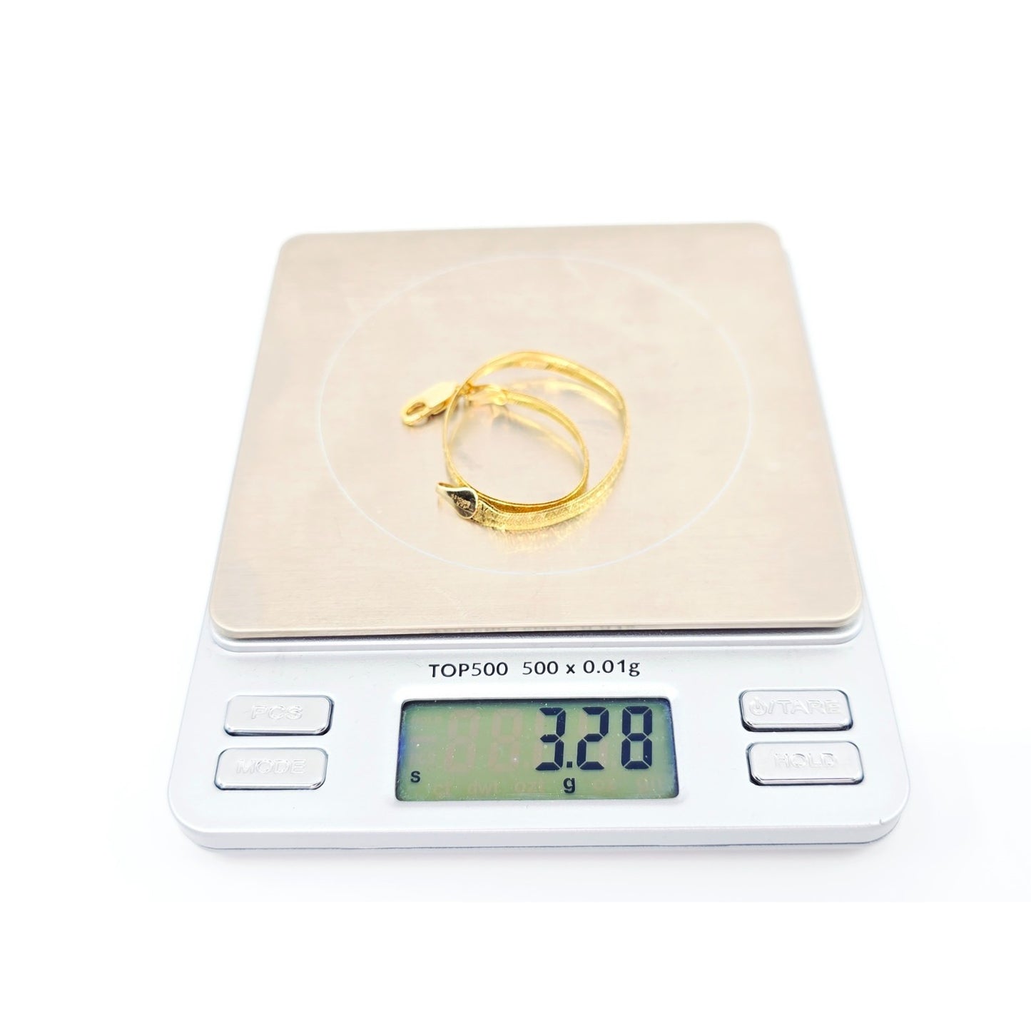 14K Yellow Gold Diamond Cut Flat Herringbone Bracelet